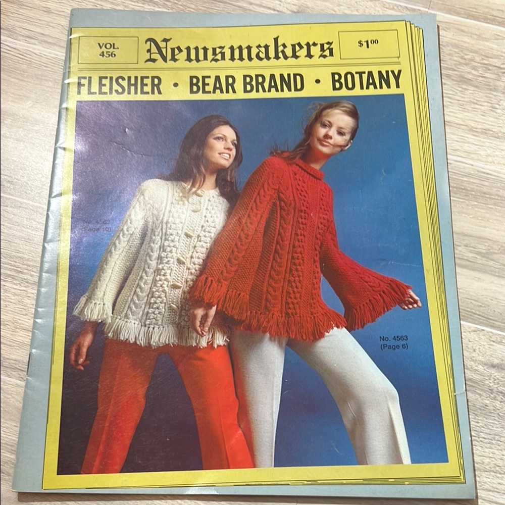 NEWSMAKERS 1970s Vintage Fleisher Bear Brand Botany Knitting Pattern Book 456